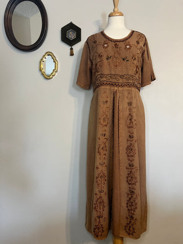 Vintage Rayon Embroidered Dress