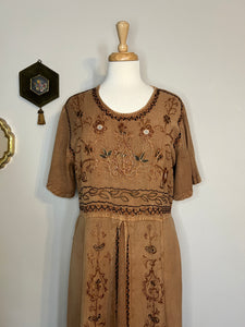 Vintage Rayon Embroidered Dress