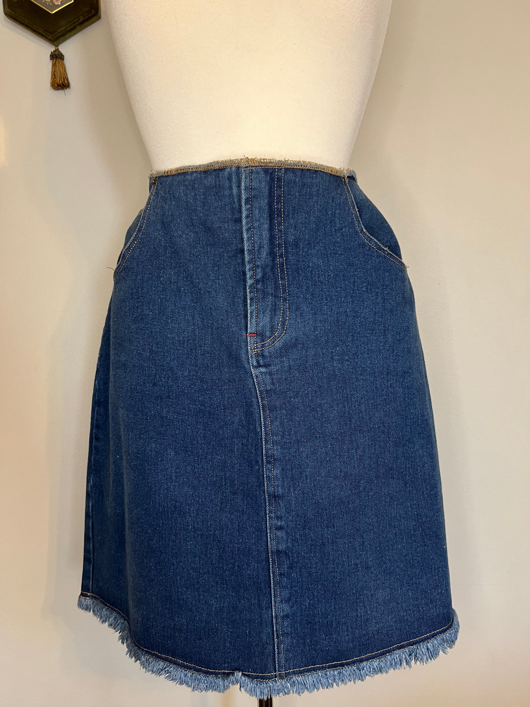 Vintage Raw Hem Denim Skirt