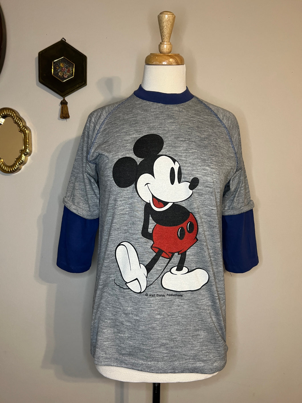 Vintage 70s Mickey Quarter Length Sleeve Ringer Ter