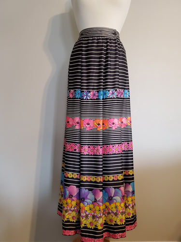 Flower Power Striped Wrap Skirt