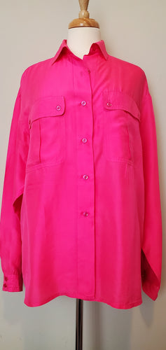 Neon Pink Slik Blouse