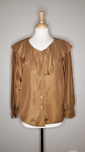 Brown Ruffle Blouse