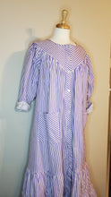 Load image into Gallery viewer, Striped Lavender Fleece Ruffle Dress